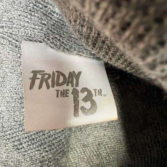 Friday the 13th Jason Voorhees Knit Beanie Gray Horror Movie Hat NWOT - Picture 4 of 6